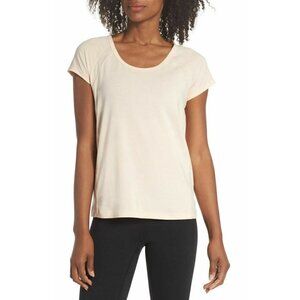 Zella Womens Light Coral Crew Neck Breathable Power Tee Size XS